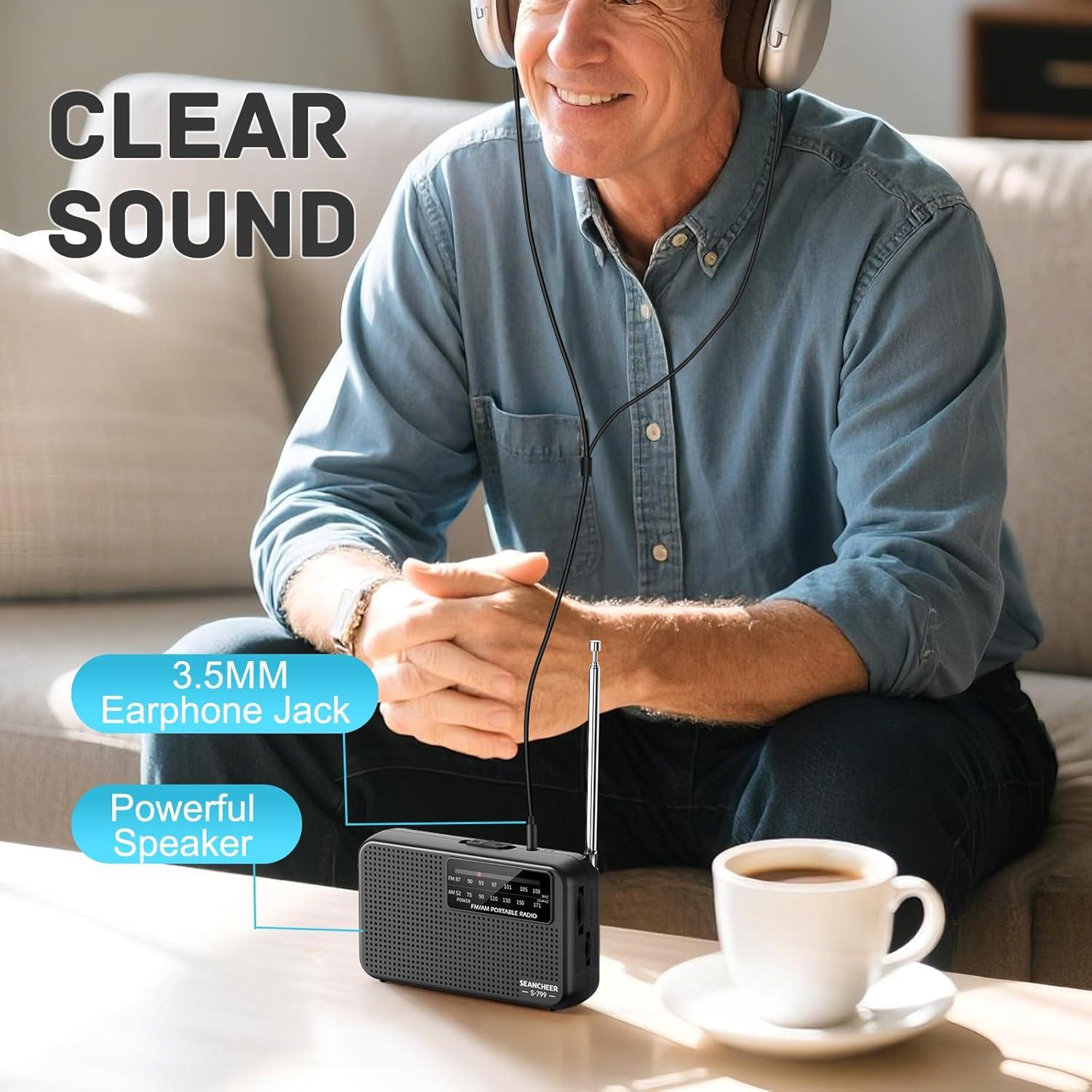 Radio Portátil AM FM SEANCHEER 799, Compacta y Ligera