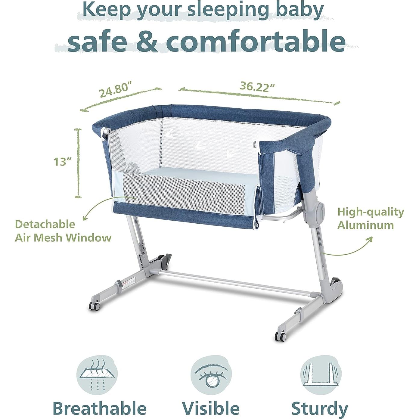 Cuna 3-en-1 Unilove Abraza Me Plus Ajustable Azul