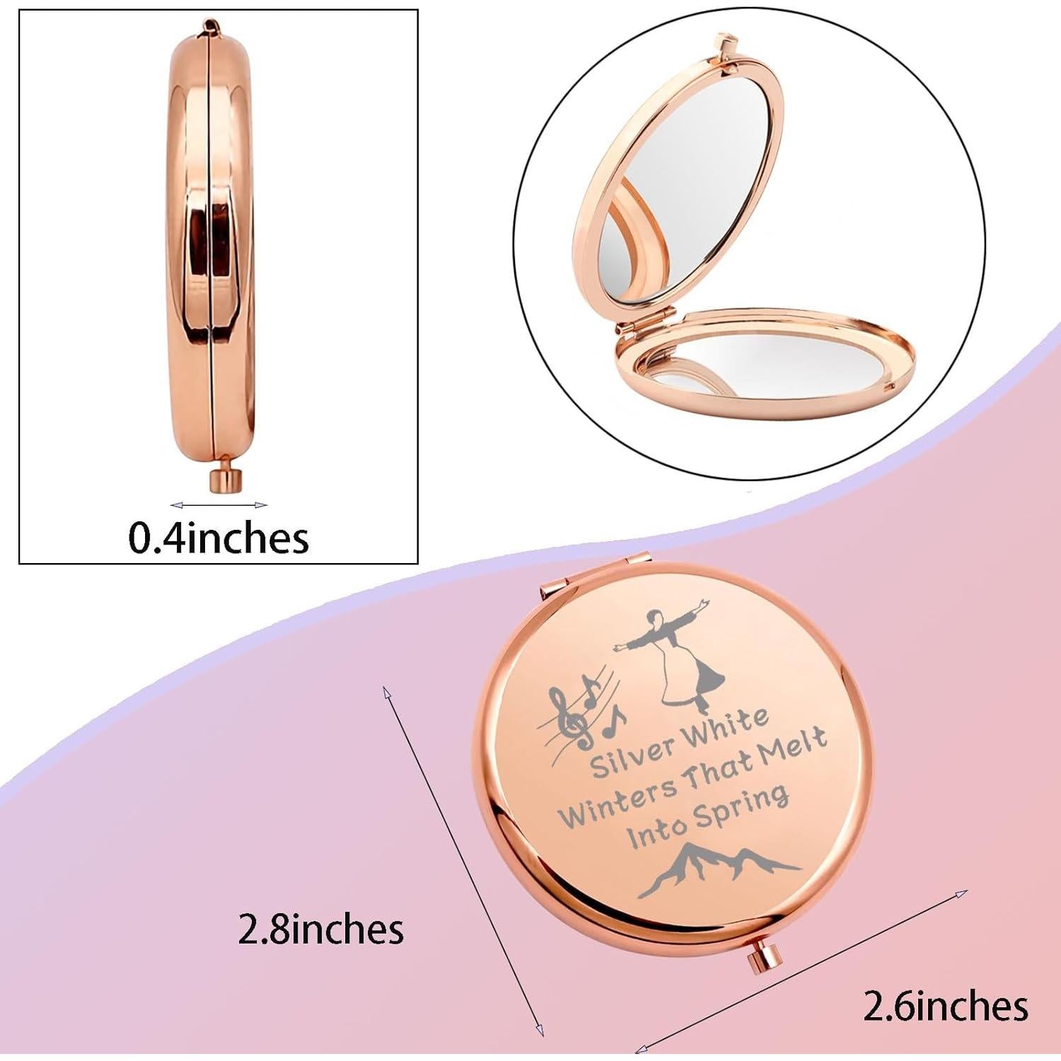 Espejo de Maquillaje Compacto WSNANG Doble Cara Plateado 7.1cm