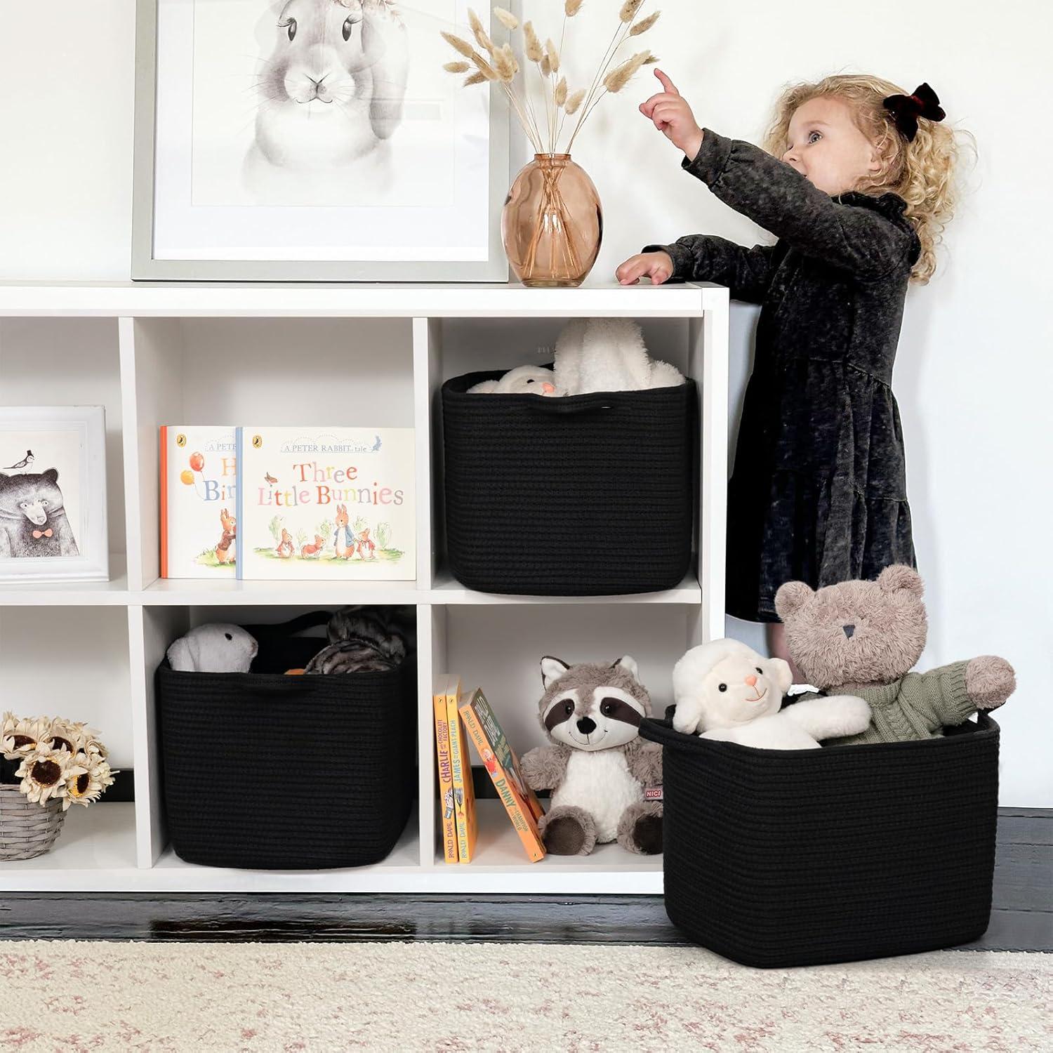 Cesta de Almacenamiento Tejida INDRESSME Negra 33x25.4x22.9cm