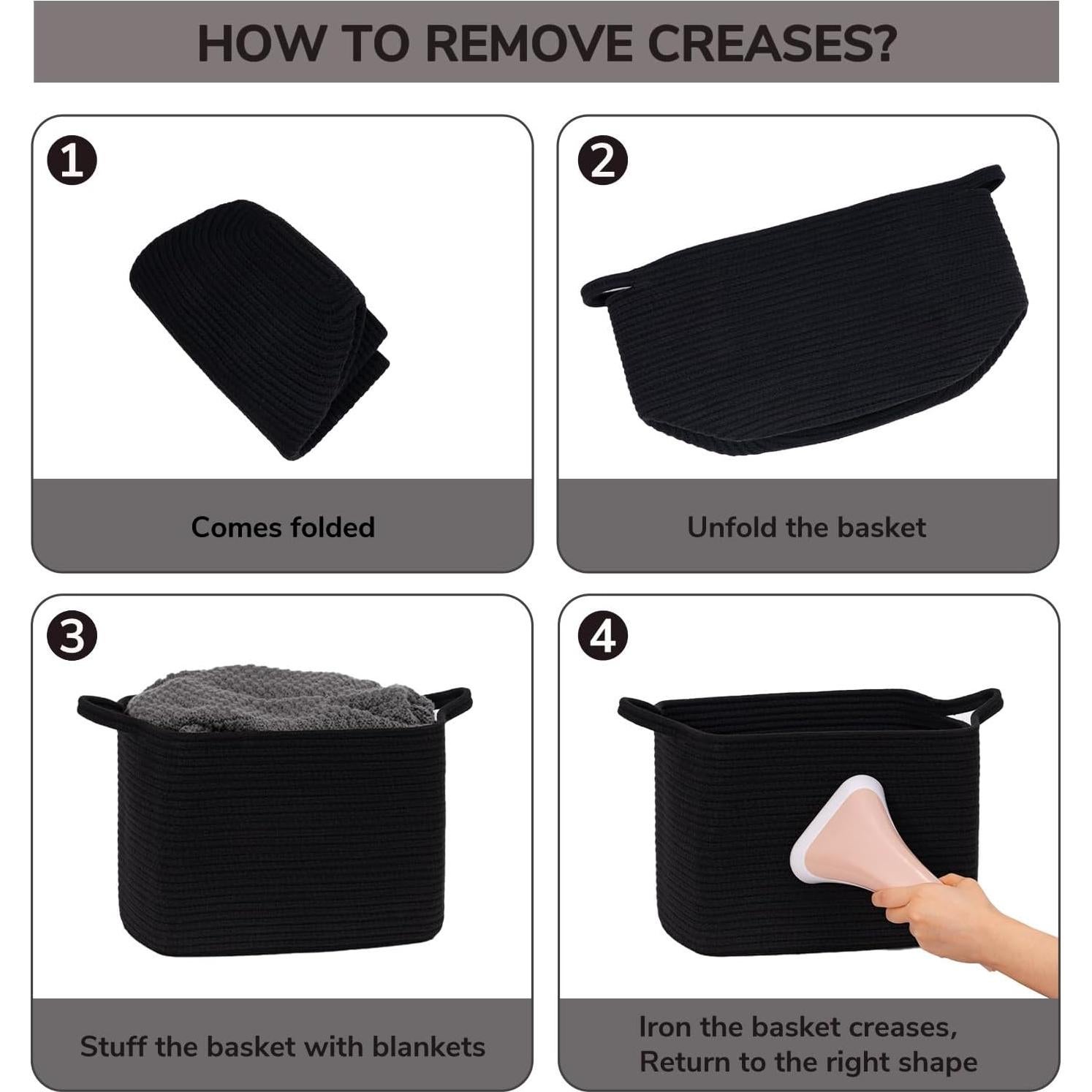 Cesta de Almacenamiento Tejida INDRESSME Negra 33x25.4x22.9cm