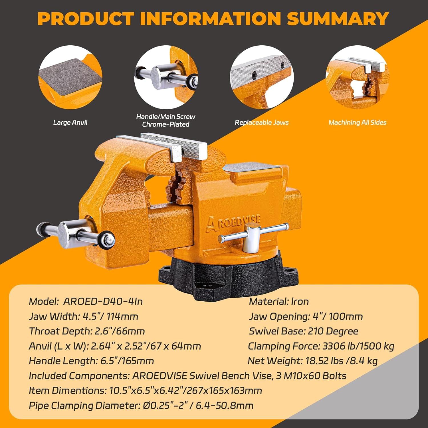 Prensa de Banco AROEDVISE 4.5" Giratoria Industrial 1500kg
