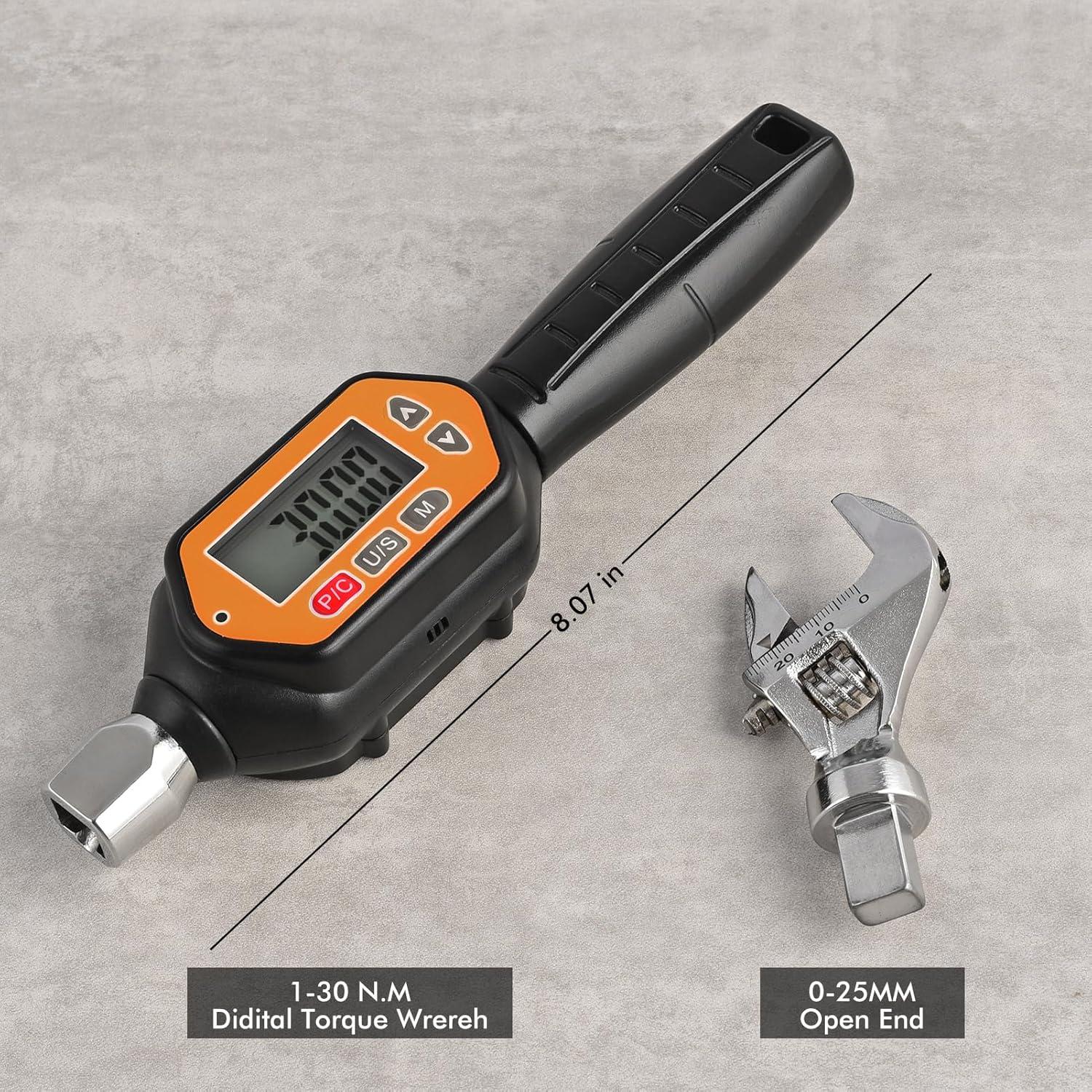Llave de Torque Digital Wanlvkang 1-30 Nm Cabeza Abierta 25mm