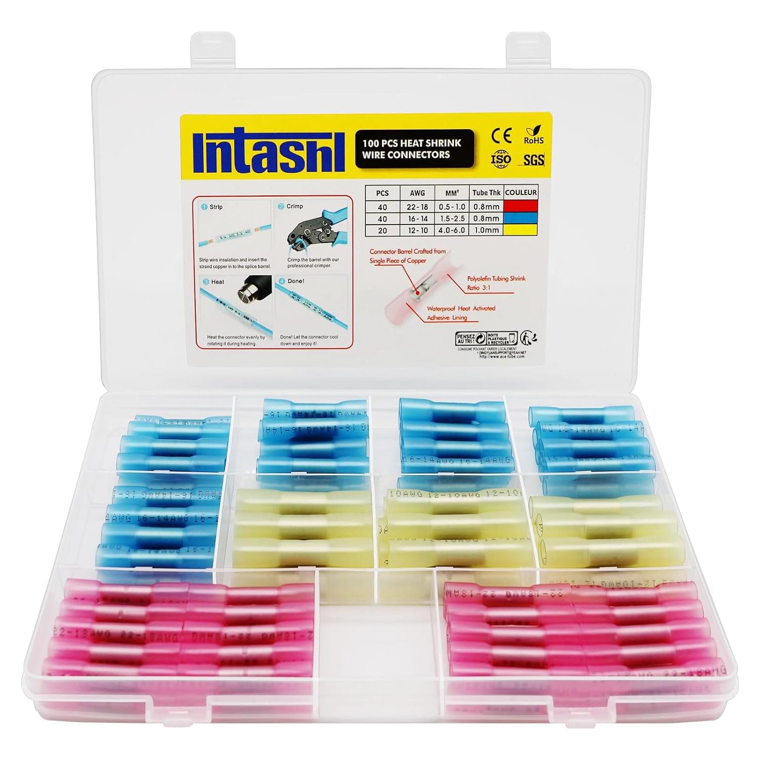 Kit de Conectores de Empalme Térmico 100PCS Intashi - Aislados
