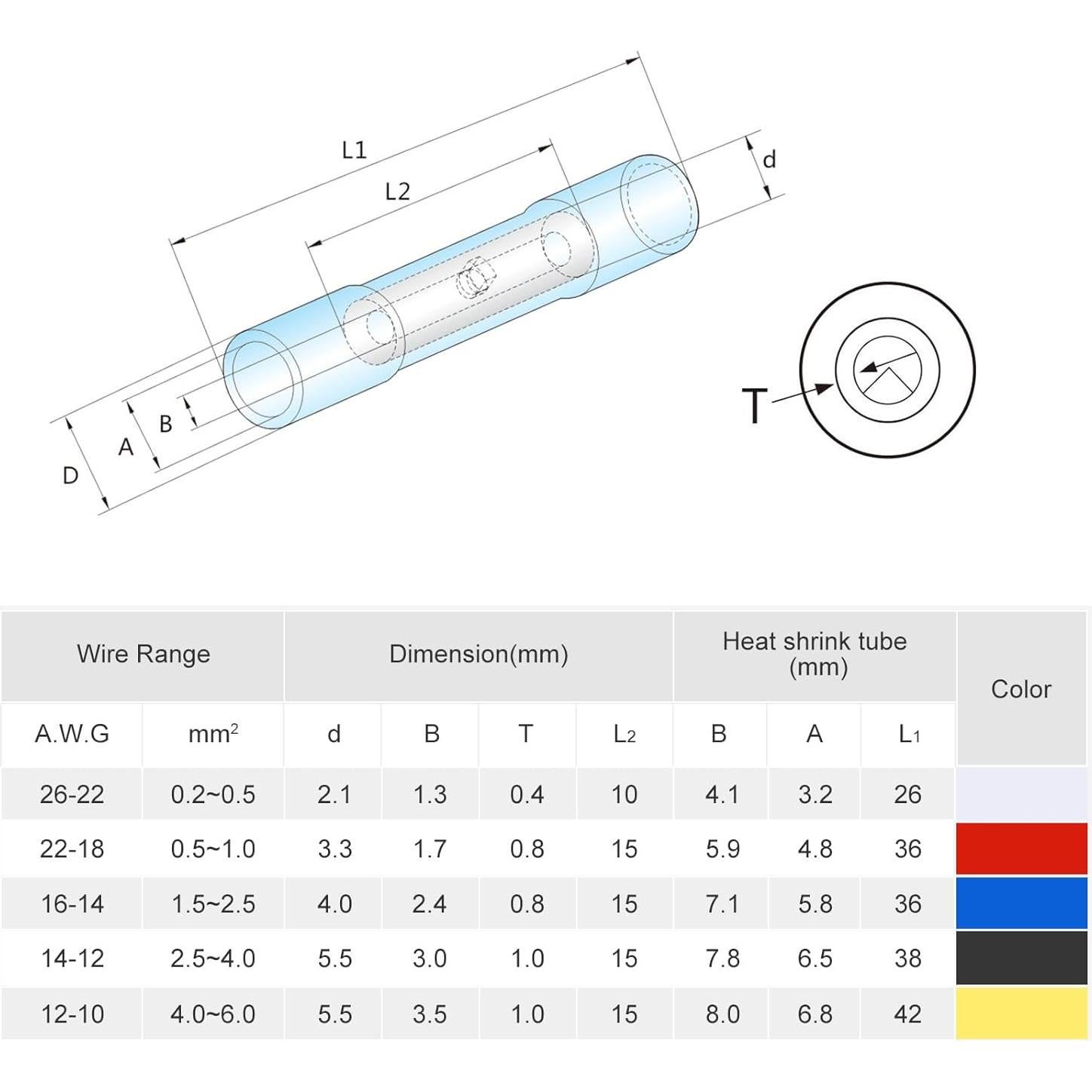 Kit de Conectores de Empalme Térmico 100PCS Intashi - Aislados