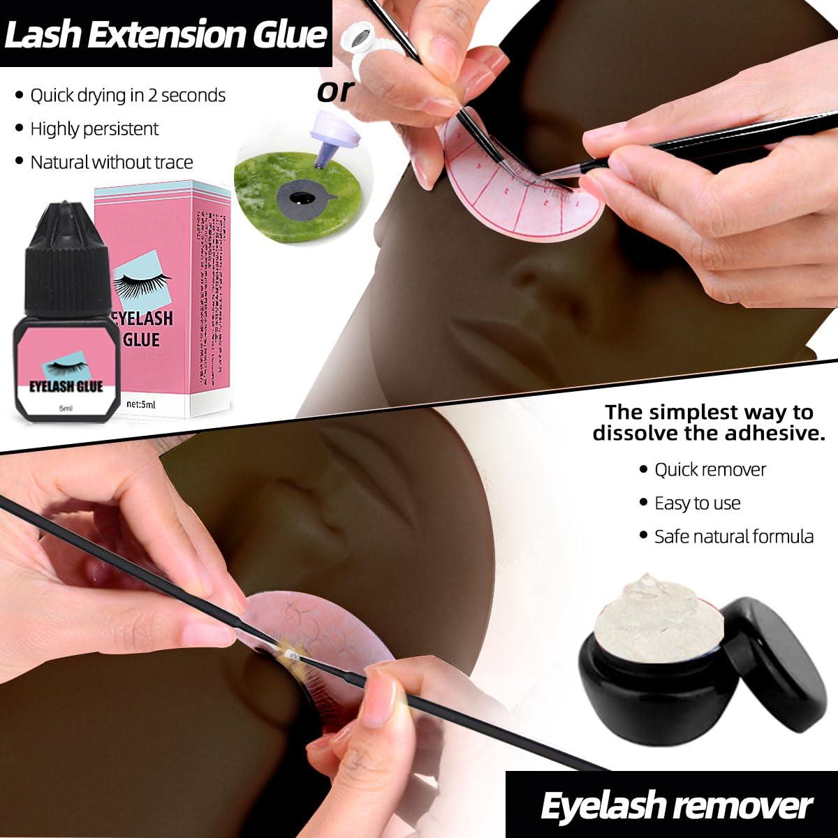 Kit de Extensión de Pestañas Profesional DNSGOOR con Maniquí