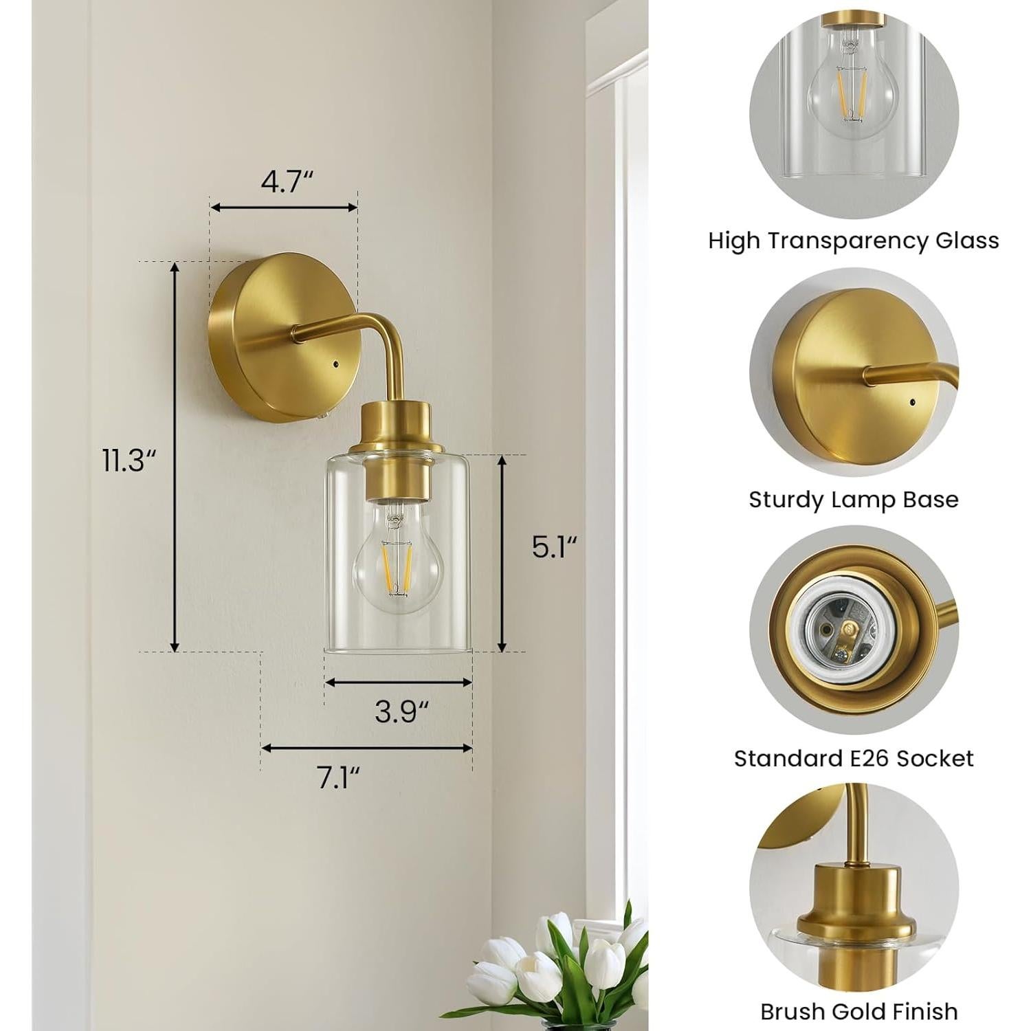 Juego de 2 Apliques de Pared Recargables Epinl Dorados 3000K