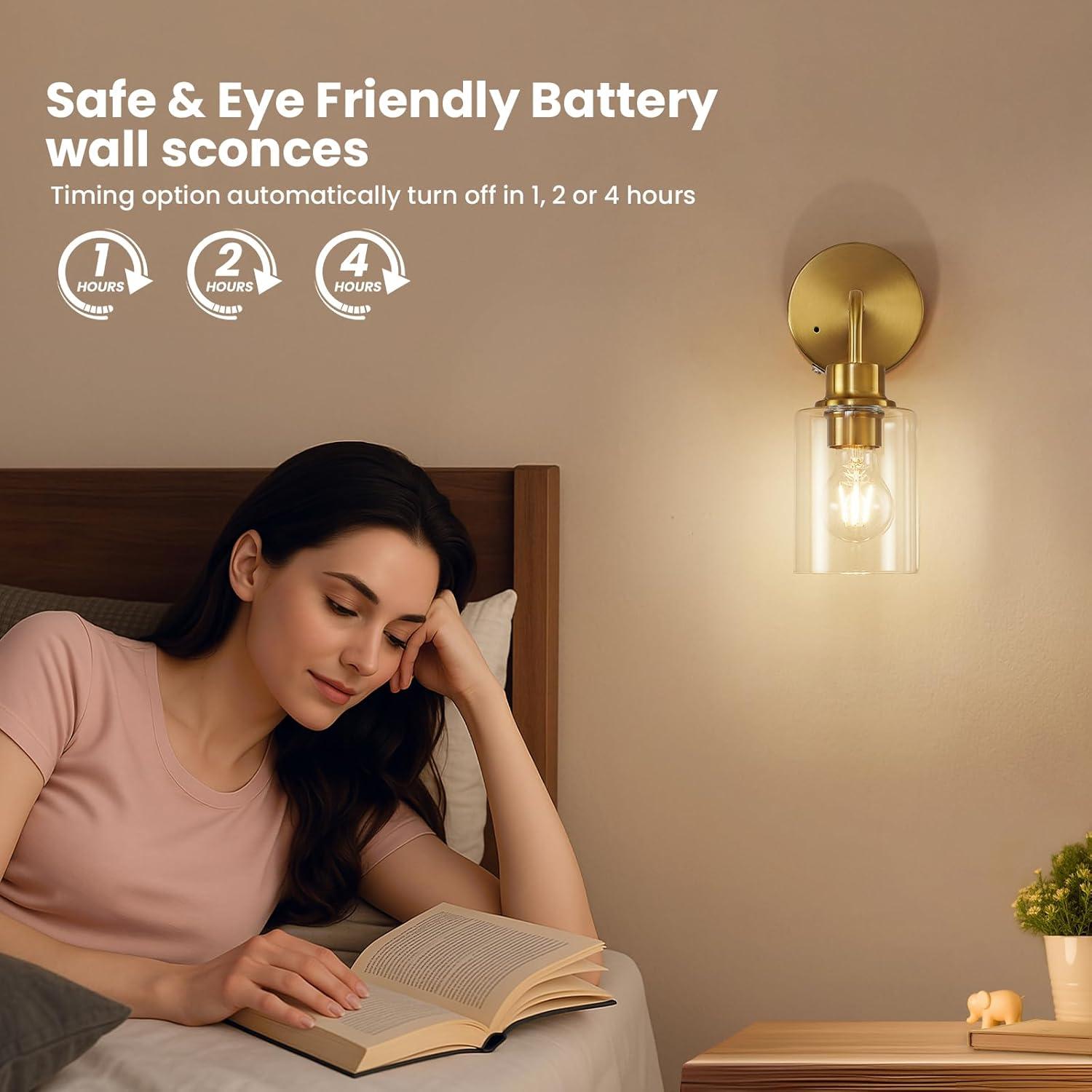 Juego de 2 Apliques de Pared Recargables Epinl Dorados 3000K