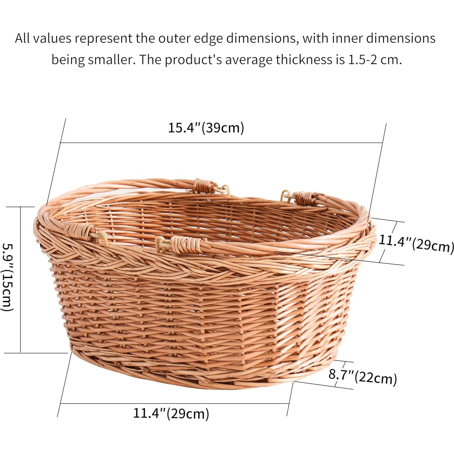 Cesta de Picnic de Mimbre Longero 29x39x15cm Amarillo