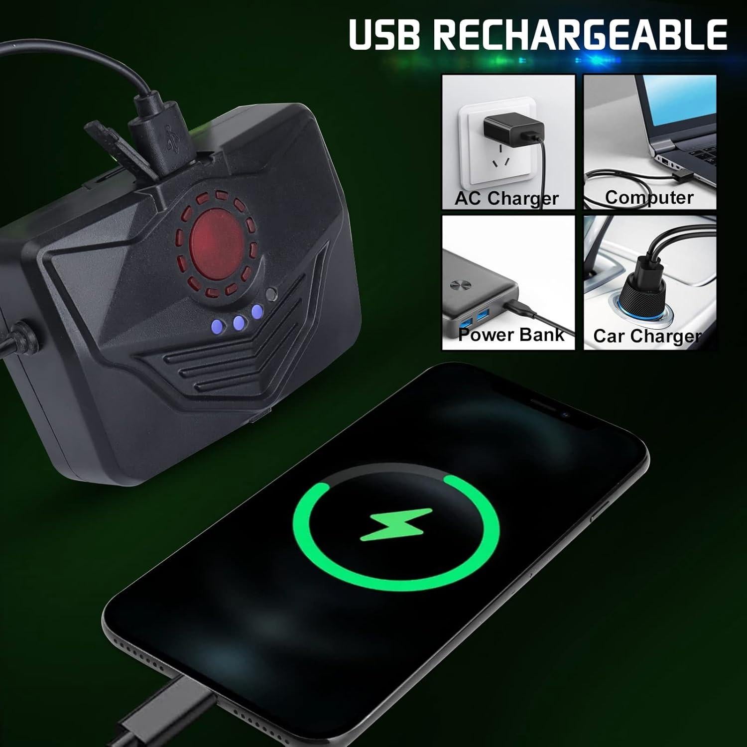 Linterna Frontal Aikertec Recargable 180000LM IPX7 Verde