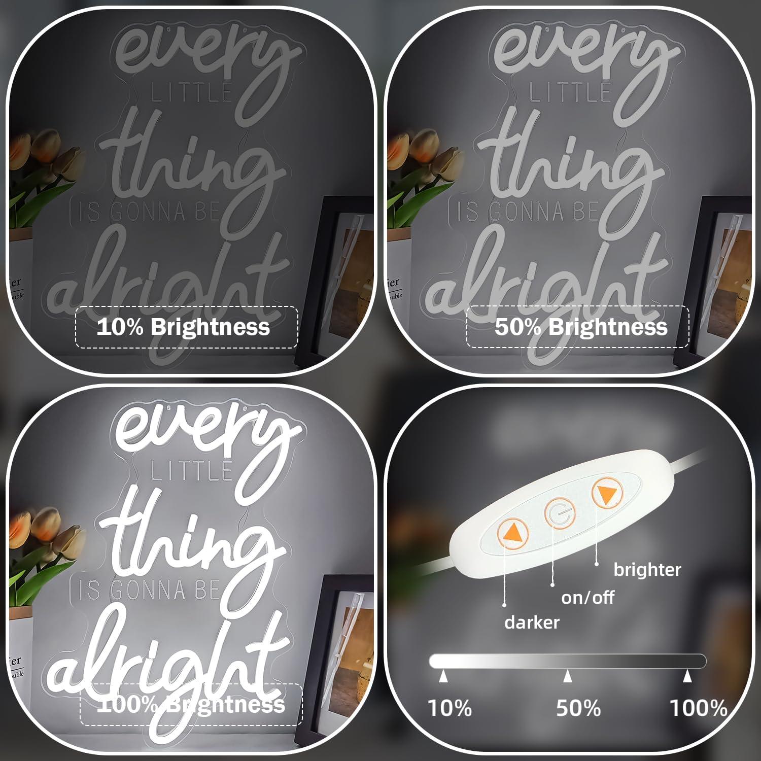 Cartel de neón motivacional FuugZze 'Todo va a estar bien' LED