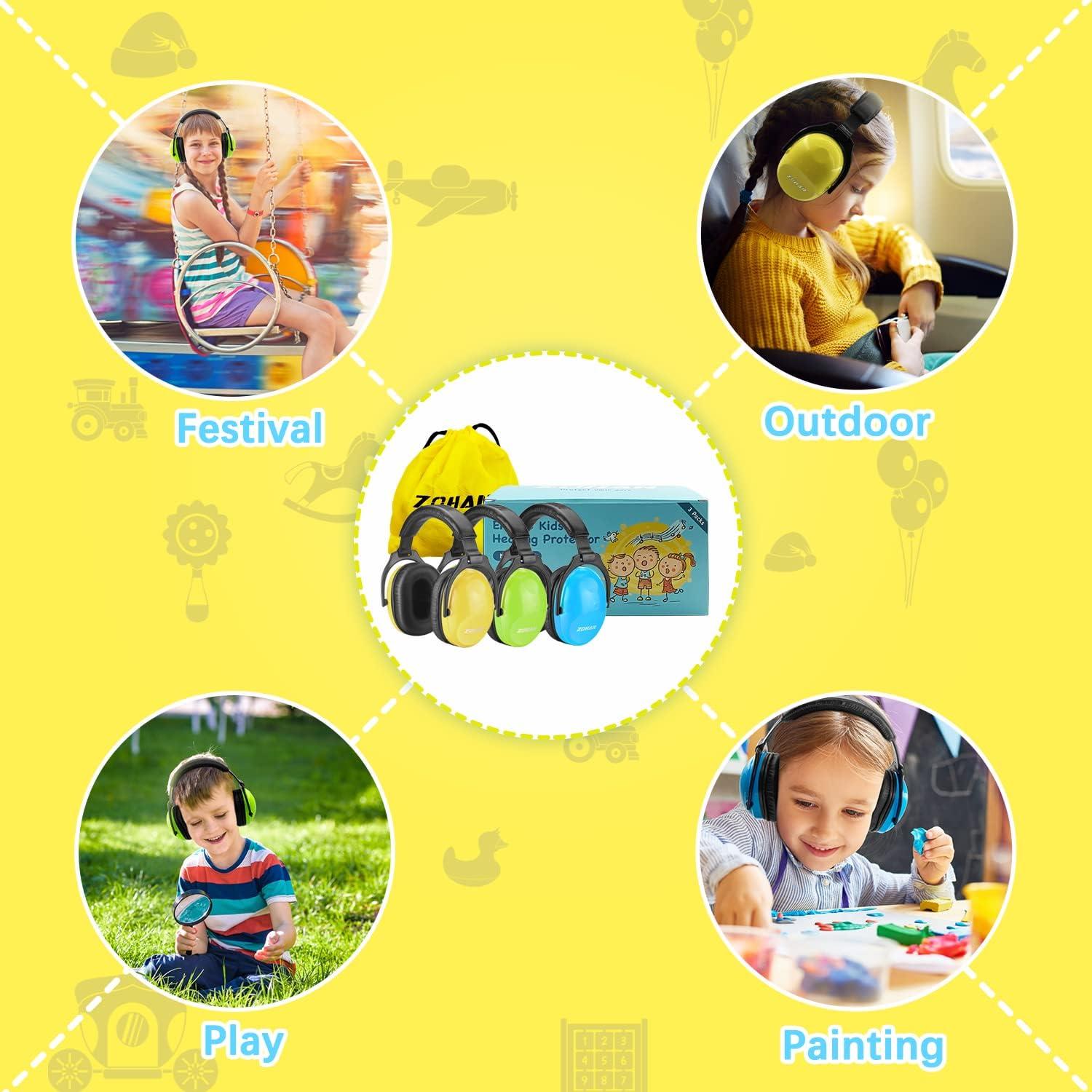 Auriculares Canceladores de Ruido ZOHAN para Niños 3 Paquetes