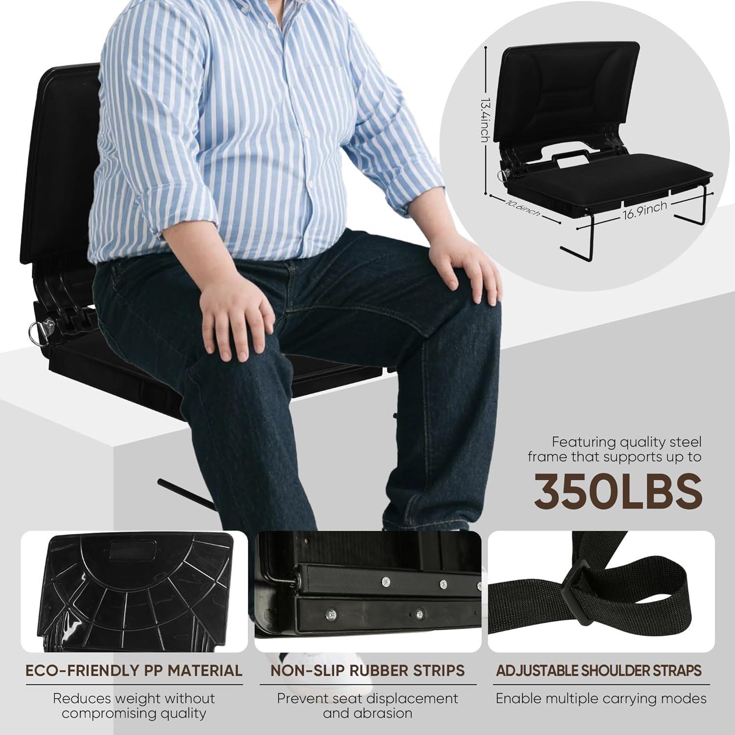 Asientos de Estadio JRPOO Plegables con Respaldo y Cojín Negro