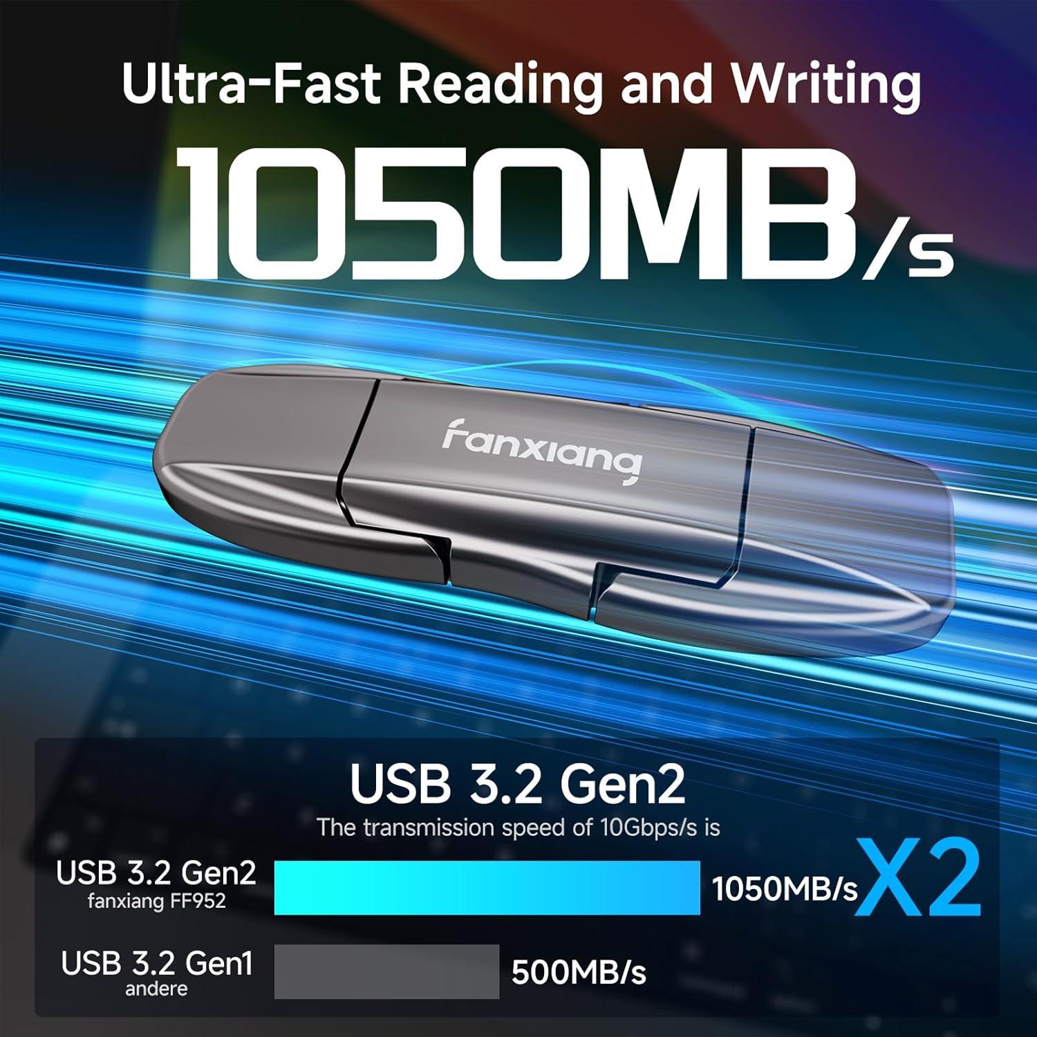 Unidad Flash Fanxiang 512GB USB 3.2 Gen2 Doble Tipo C