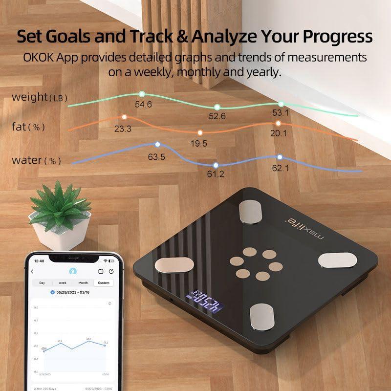 Báscula Inteligente MaxLife Bluetooth 181 kg Análisis Corporal
