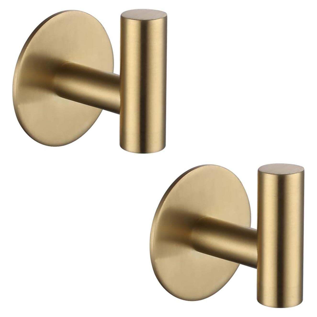 Ganchos Adhesivos de Acero Inoxidable ZWTNBFST 2pcs Oro Cepillado