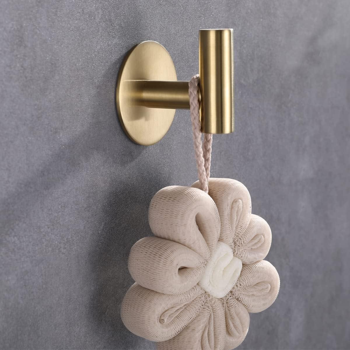 Ganchos Adhesivos de Acero Inoxidable ZWTNBFST 2pcs Oro Cepillado