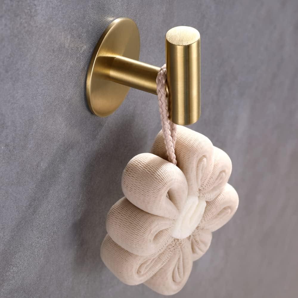 Ganchos Adhesivos de Acero Inoxidable ZWTNBFST 2pcs Oro Cepillado