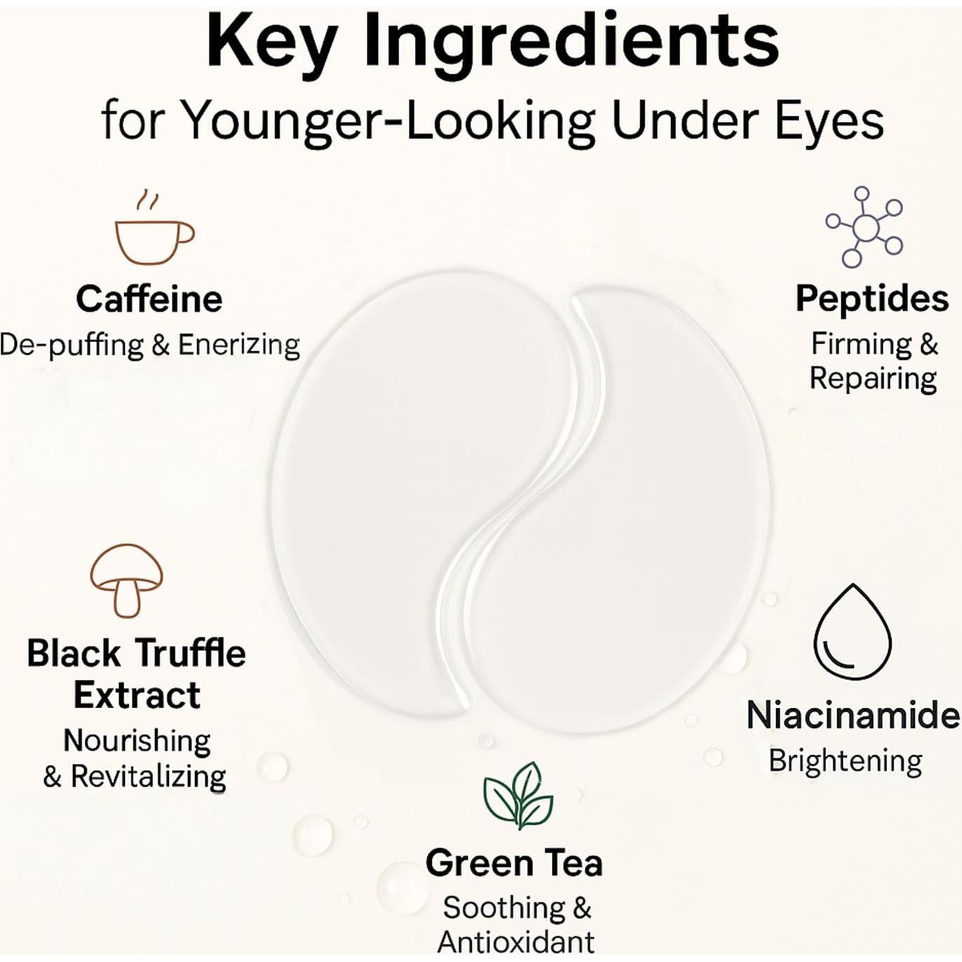 Parche Hidrogel para Ojos TINTARK 28 Pares con Cafeína y Trufa