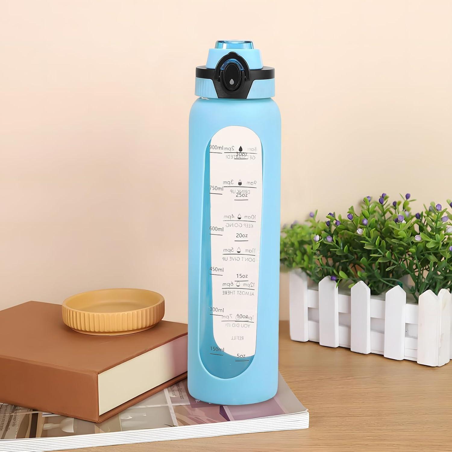 Botella de Agua de Vidrio Yenergy 1L con Manga de Silicona