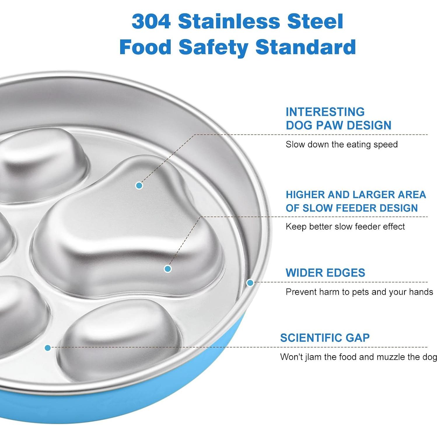 Cuenco de Alimentación Lenta Vixrador Acero Inoxidable 2 Tazas Azul