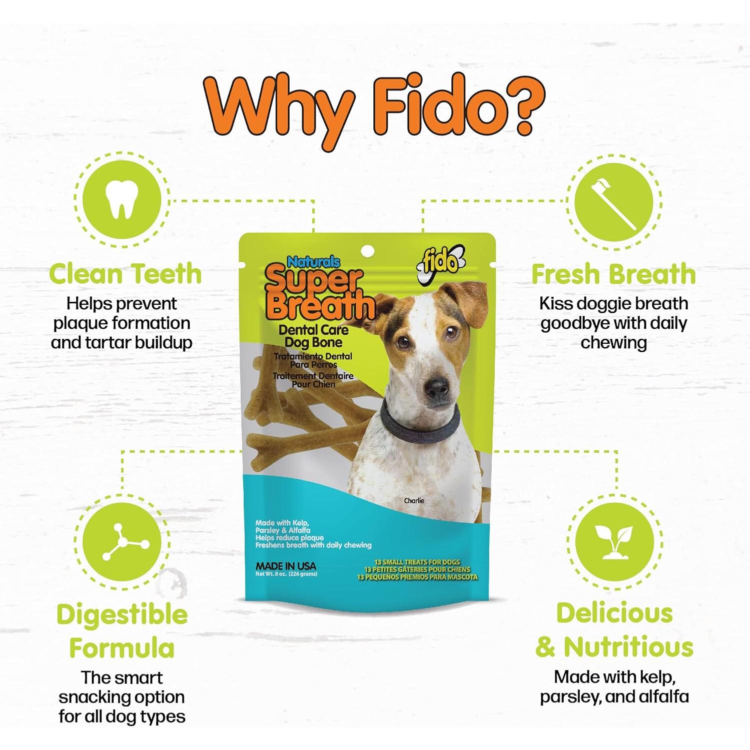 Huesos Dentales Fido Super Breath para Perros Pequeños - 13 Unidades