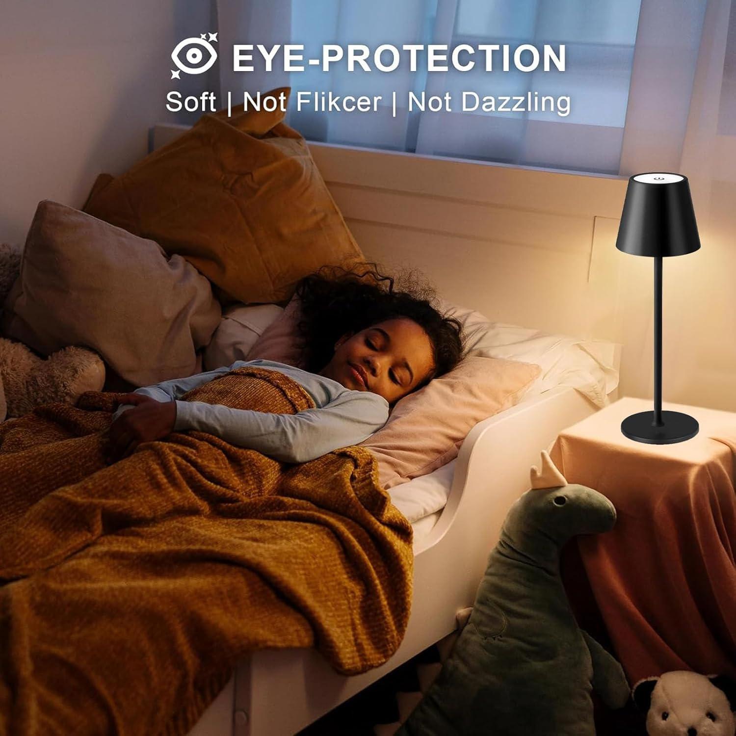 Lámpara de Mesa Inalámbrica LED Portátil 2 Paquetes Negro