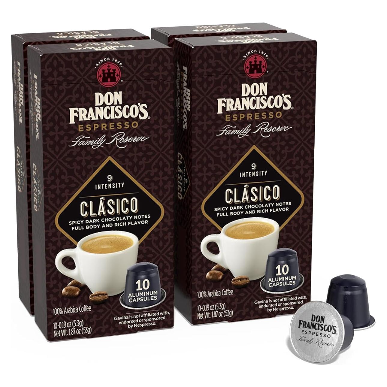 Cápsulas de Espresso Clásico Don Francisco 40 Unidades Tostado Oscuro