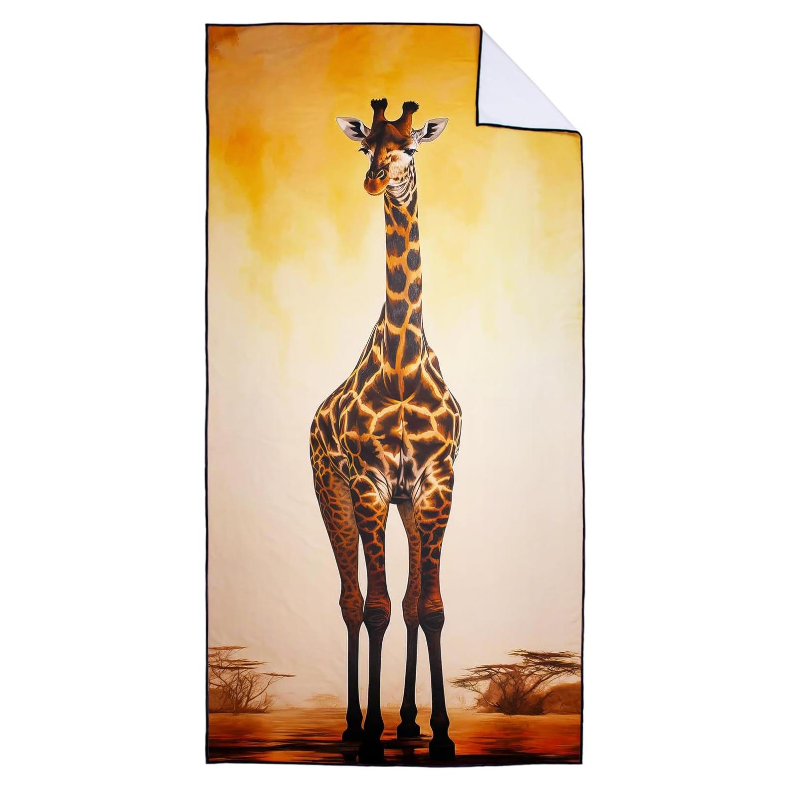 Toalla de Playa XSMEI Jirafa Marrón 90x180cm Microfibra
