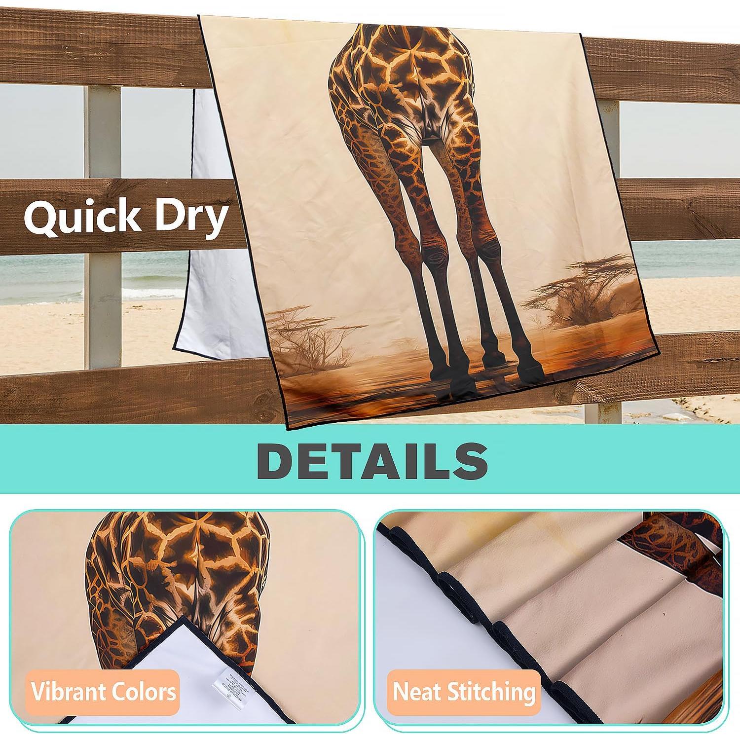 Toalla de Playa XSMEI Jirafa Marrón 90x180cm Microfibra