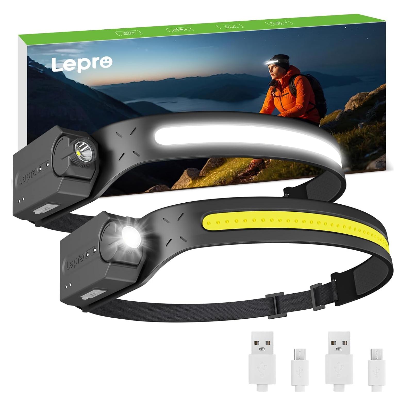 Linterna Frontal LED Lepro PR320019-2 Recargable 350 Lúmenes