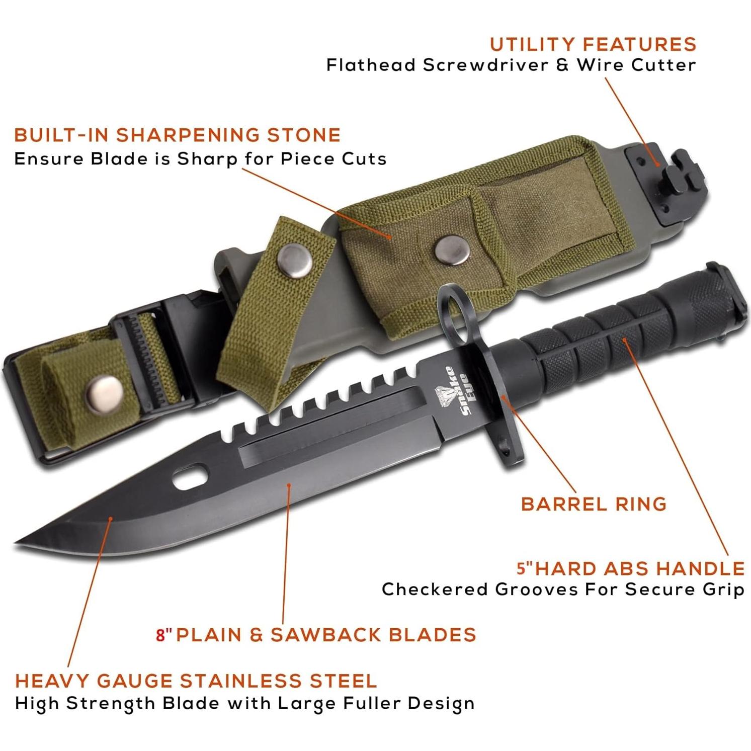 Cuchillo de Supervivencia Snake Eye Tactical 38 cm Negro