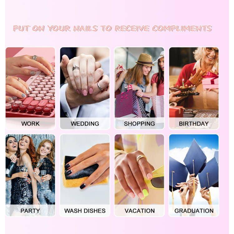 Uñas Falsas Coolnail 3D Rosa Nude 24 Piezas ABS