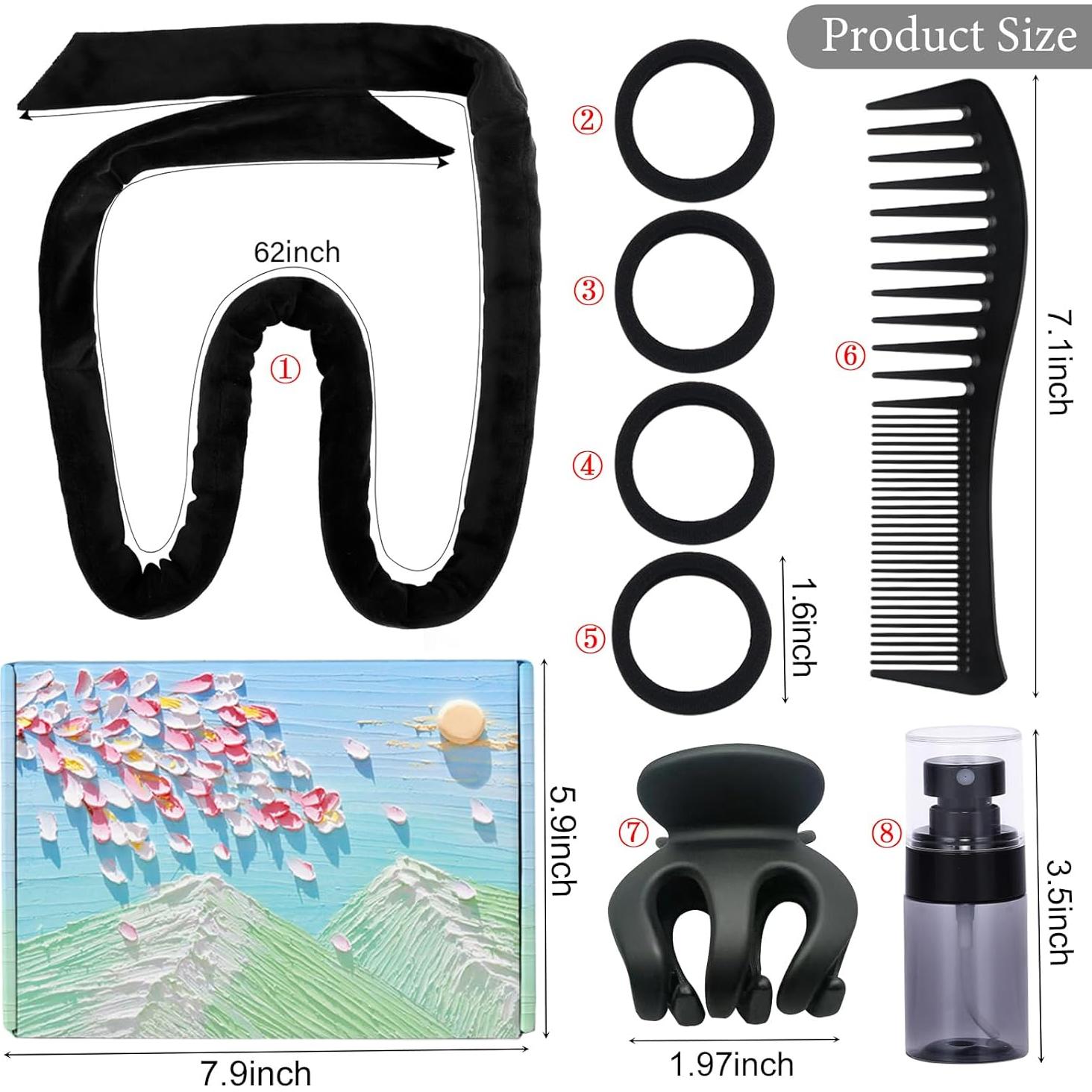 Conjunto de Rulos Sin Calor Ailsa 8 Piezas Terciopelo Negro