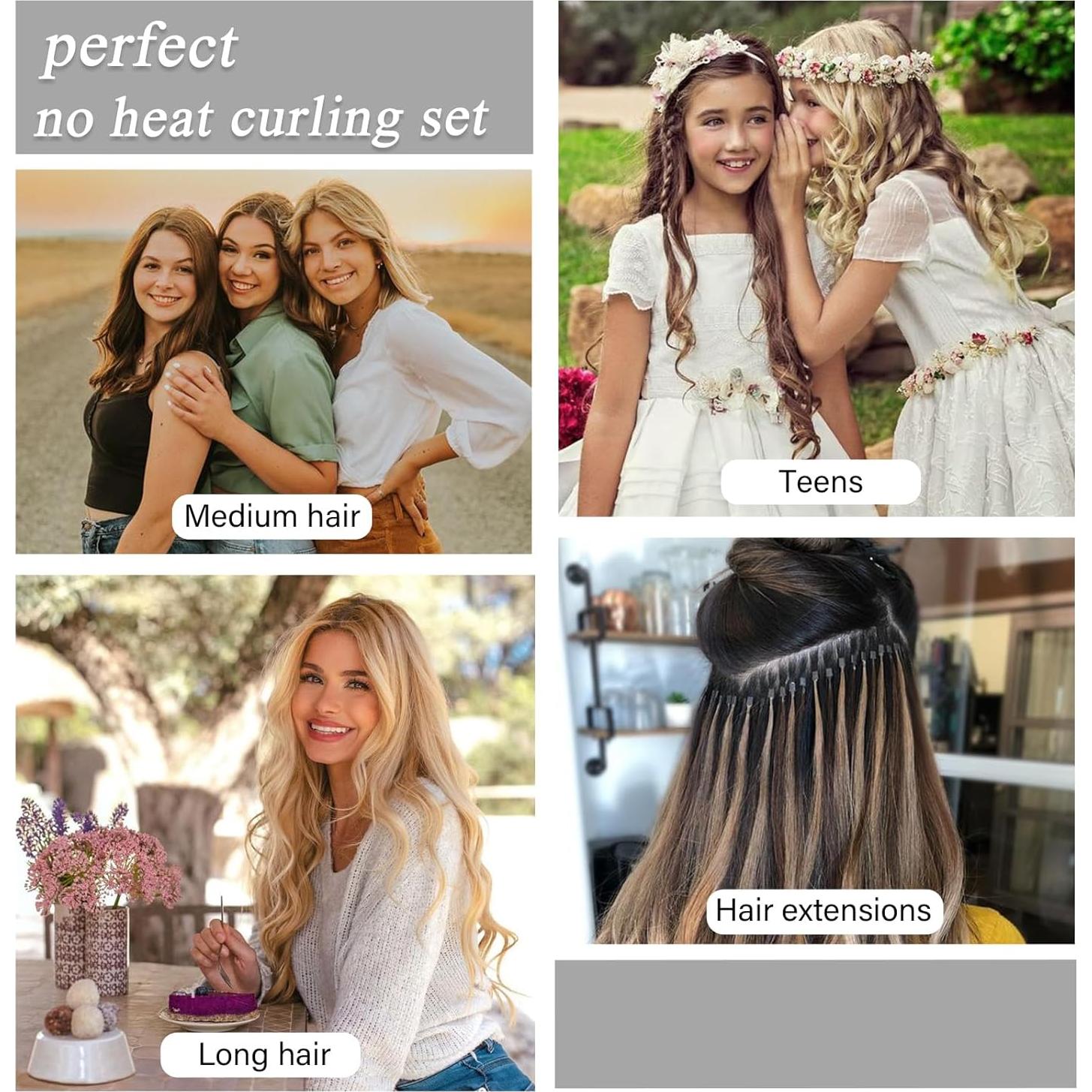 Conjunto de Rulos Sin Calor Ailsa 8 Piezas Terciopelo Negro