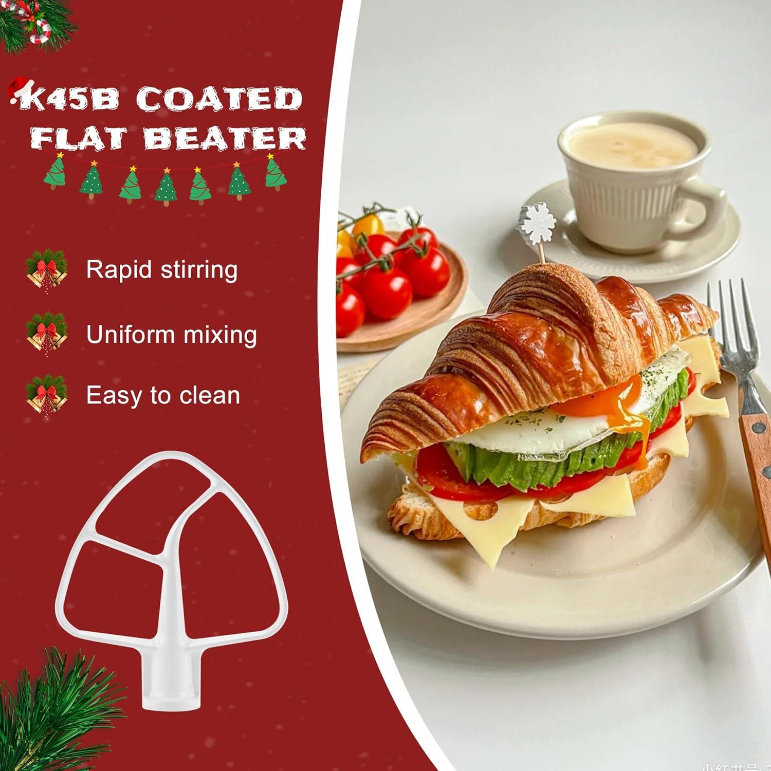 Kitchen Mixers Accessories Including K45DH Dough Hook&K45B Coated Flat Blade Paddle&K45WW Wire Whip for 4.5 QT Kitchen Tilt-Head Stand Mixer Attachments for k-i-t-c-h-e-n-a-i-d Stand Mixers MIFLUS