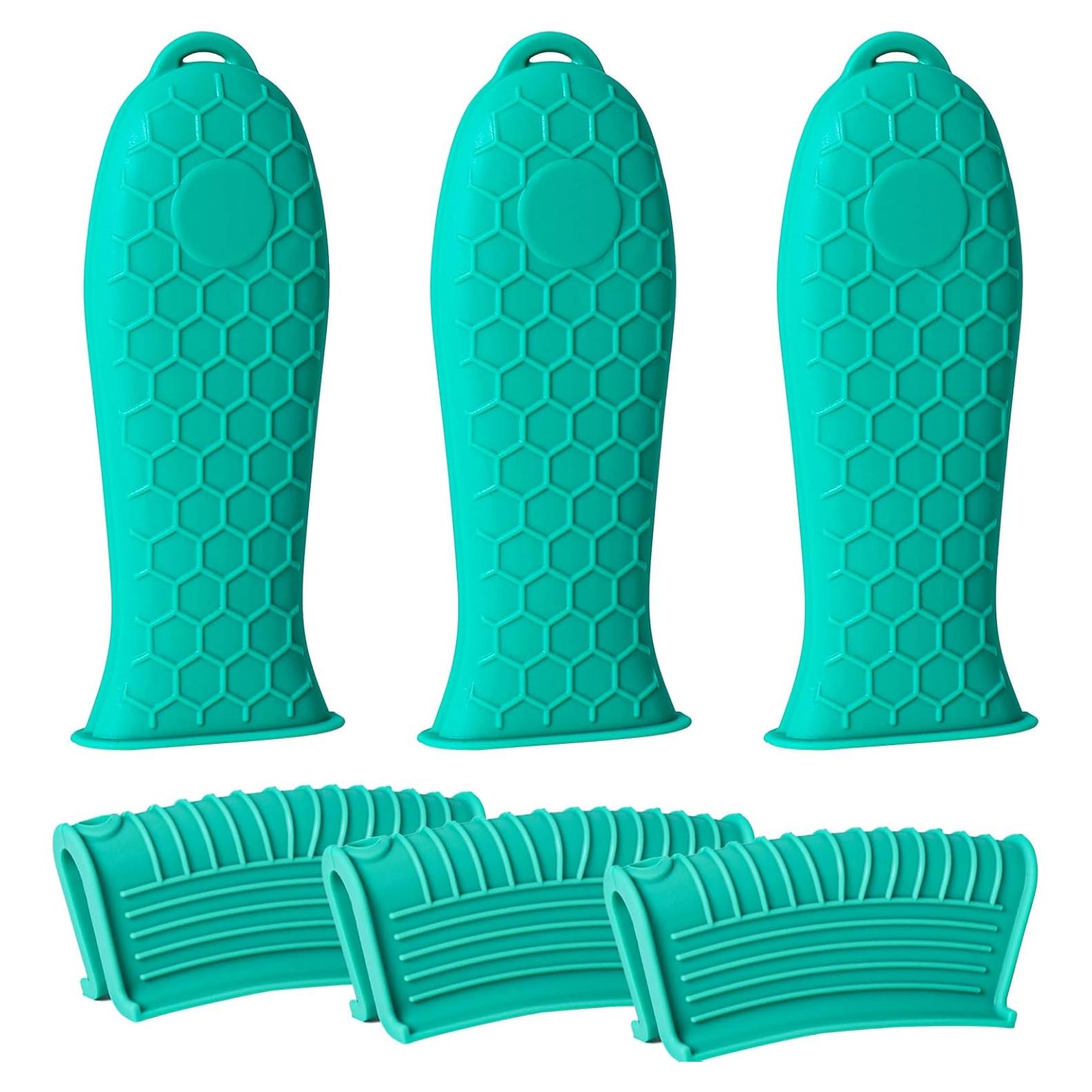Cubiertas de Silicona Joyhalo para Mangos de Sartén - Aqua, 6 Piezas