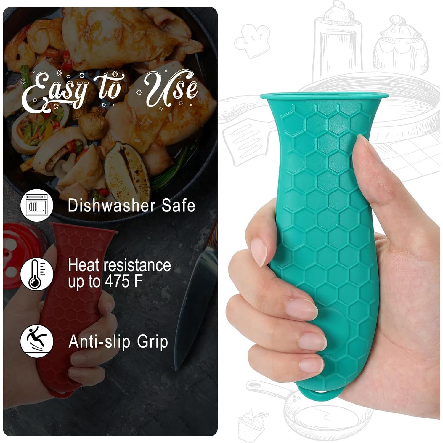 Cubiertas de Silicona Joyhalo para Mangos de Sartén - Aqua, 6 Piezas