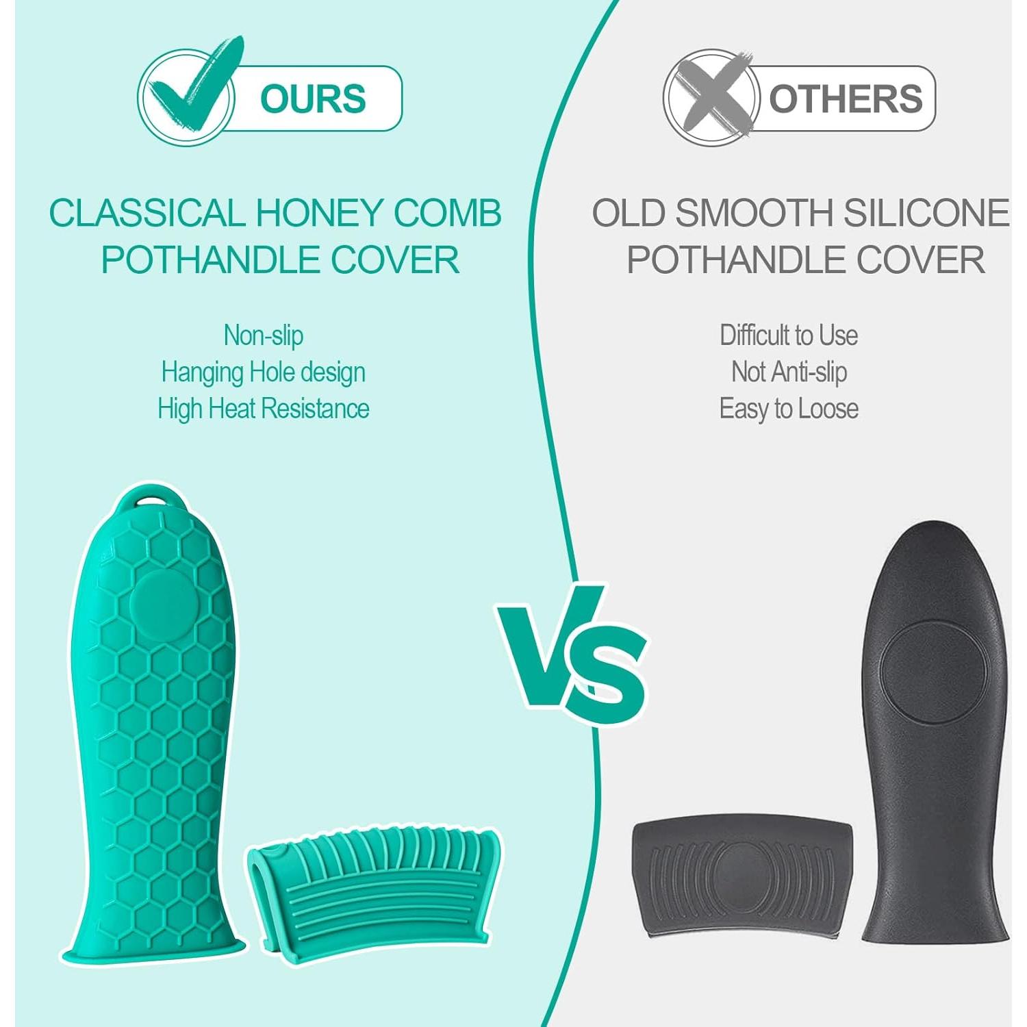 Cubiertas de Silicona Joyhalo para Mangos de Sartén - Aqua, 6 Piezas