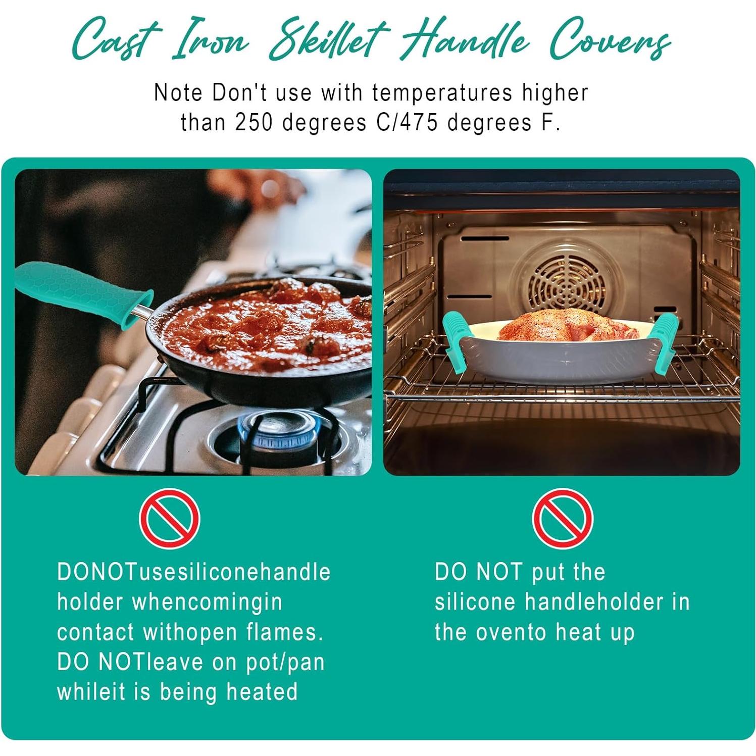 Cubiertas de Silicona Joyhalo para Mangos de Sartén - Aqua, 6 Piezas