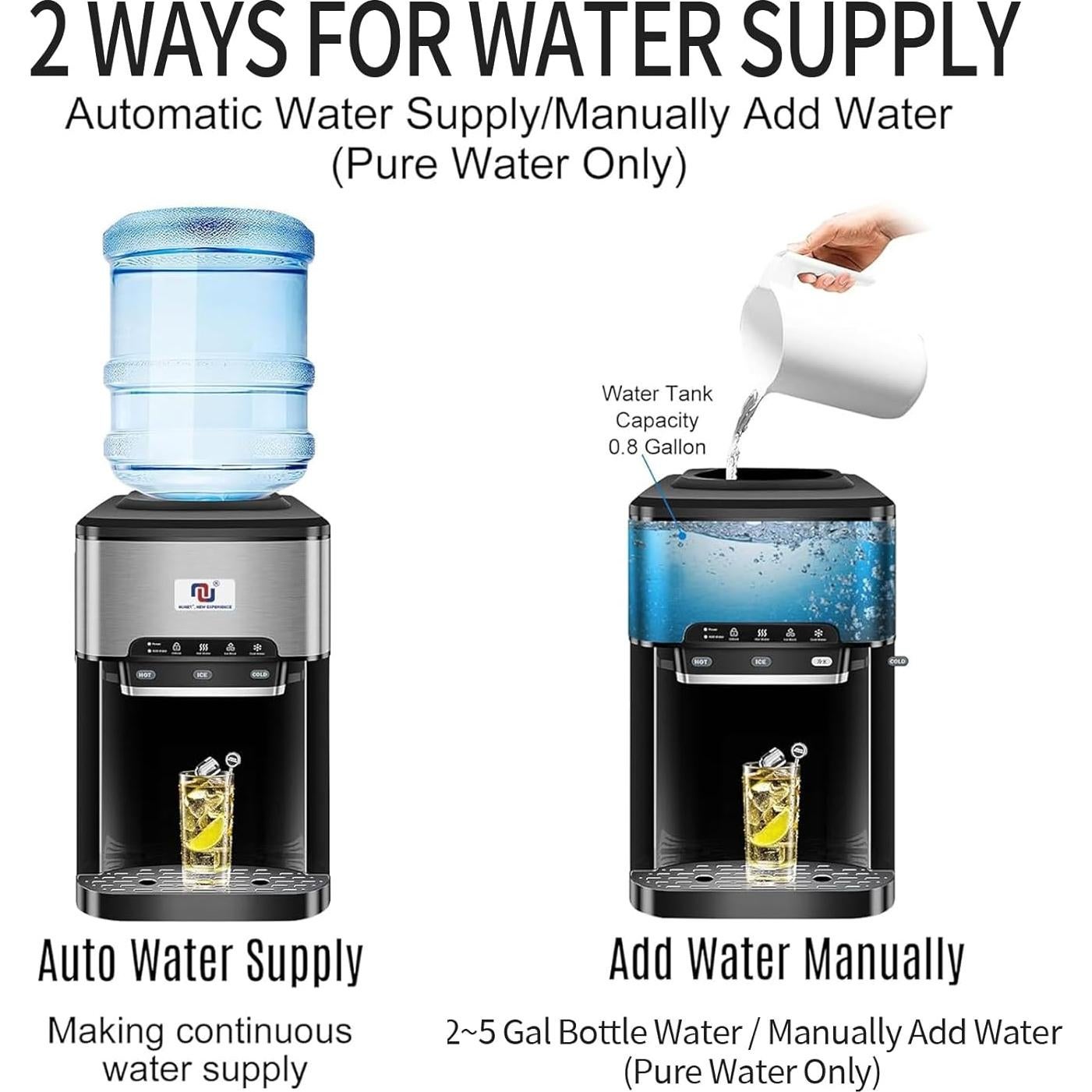 Dispensador de Agua NUNET 3-en-1 con Fabricador de Hielo 19.96kg