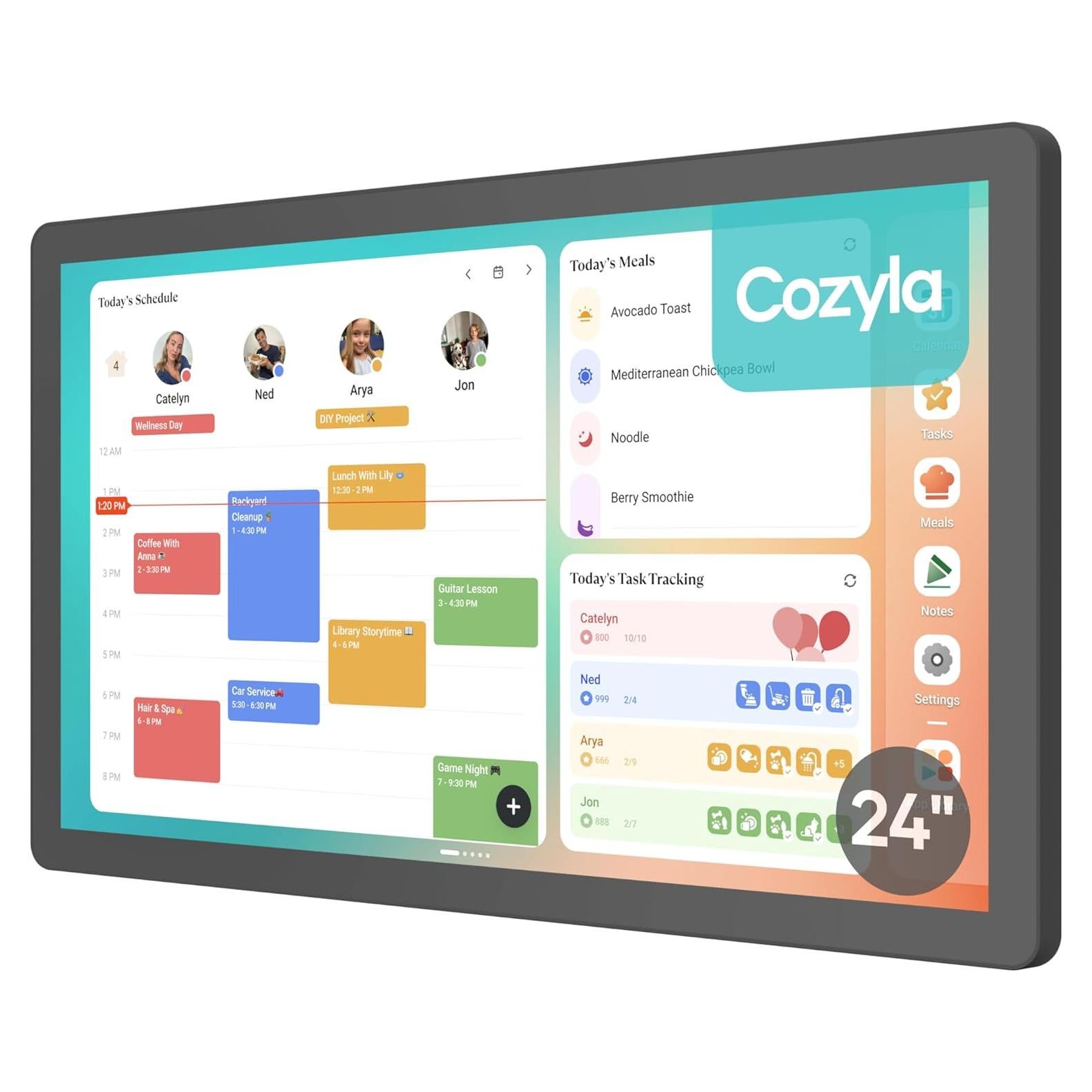 Calendario Digital Cozyla+ 24" Pantalla Táctil Negro