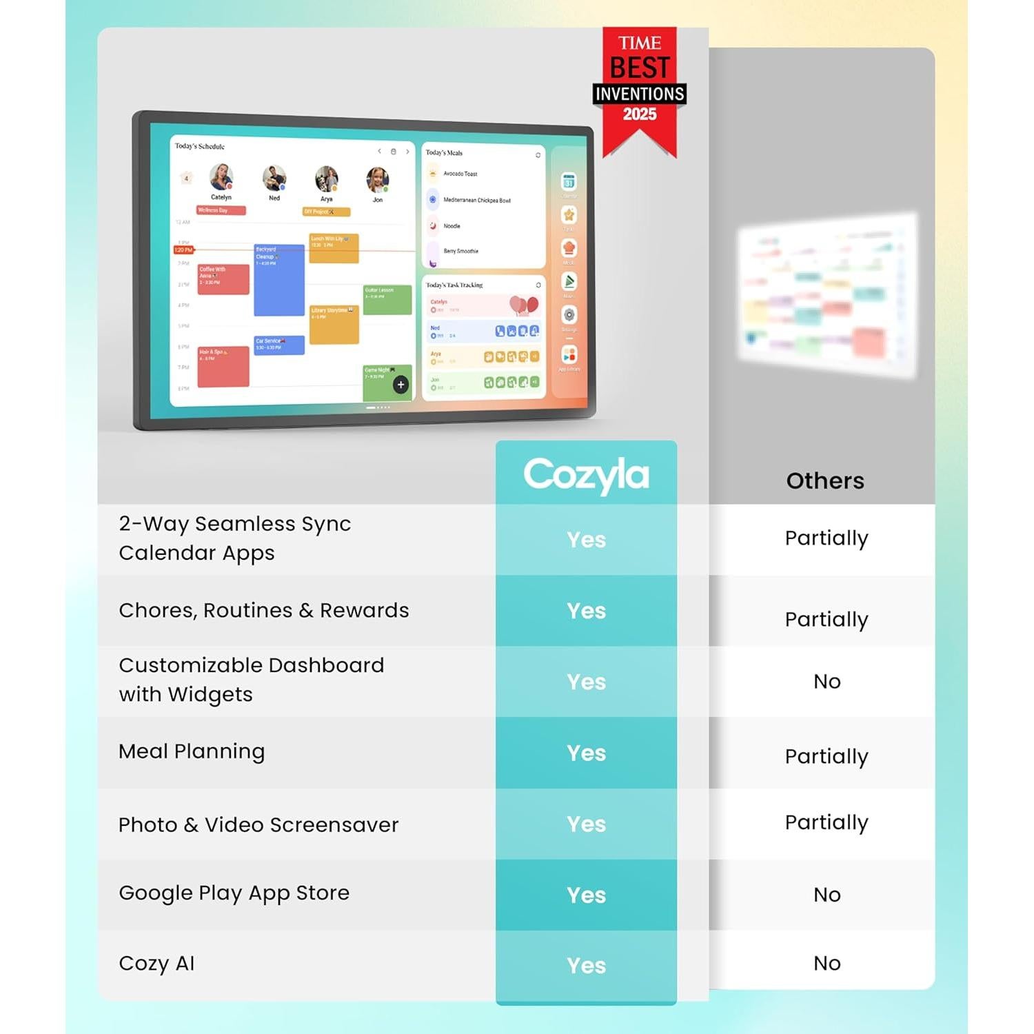 Calendario Digital Cozyla+ 24" Pantalla Táctil Negro
