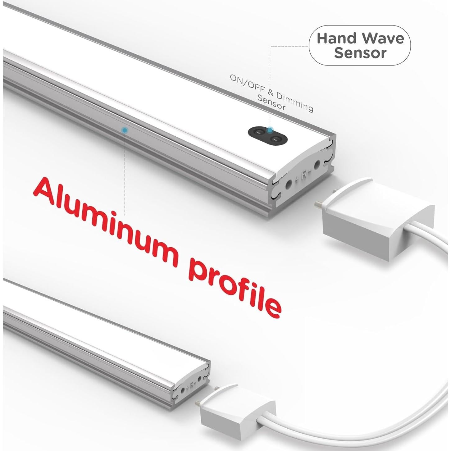 Luces LED bajo gabinete Leetdud 25.4 cm con sensor de mano