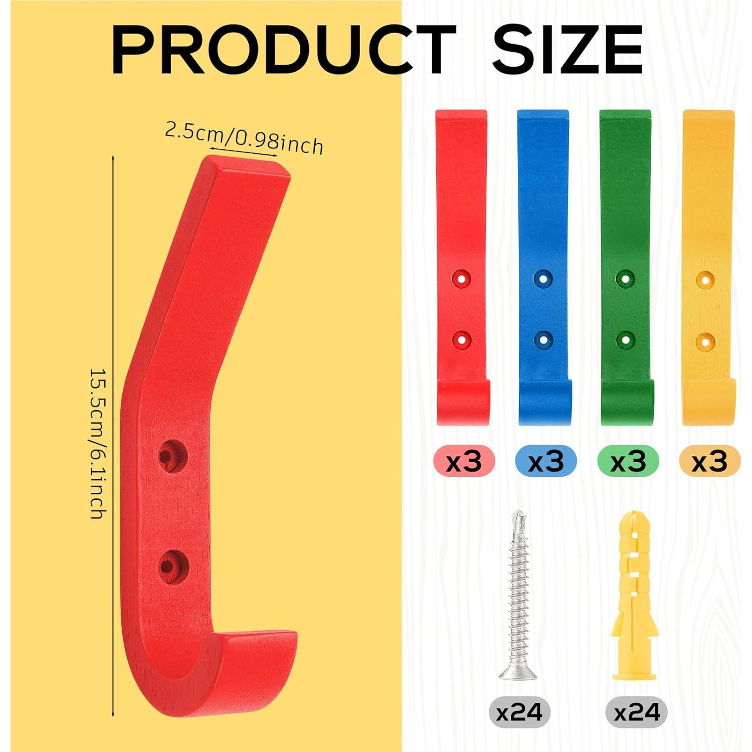 Paquete de 12 ganchos de pared de madera Colingmill 15.5x2.5cm