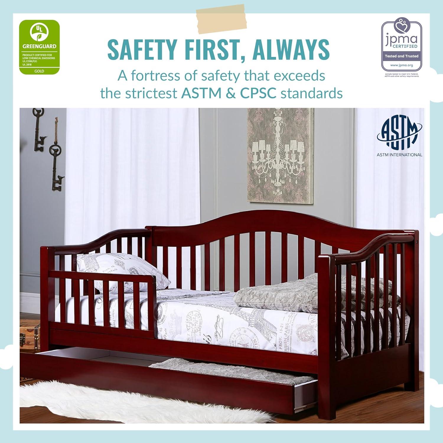 Cama de Día para Niños Dream On Me Cereza - Barandilla Removible