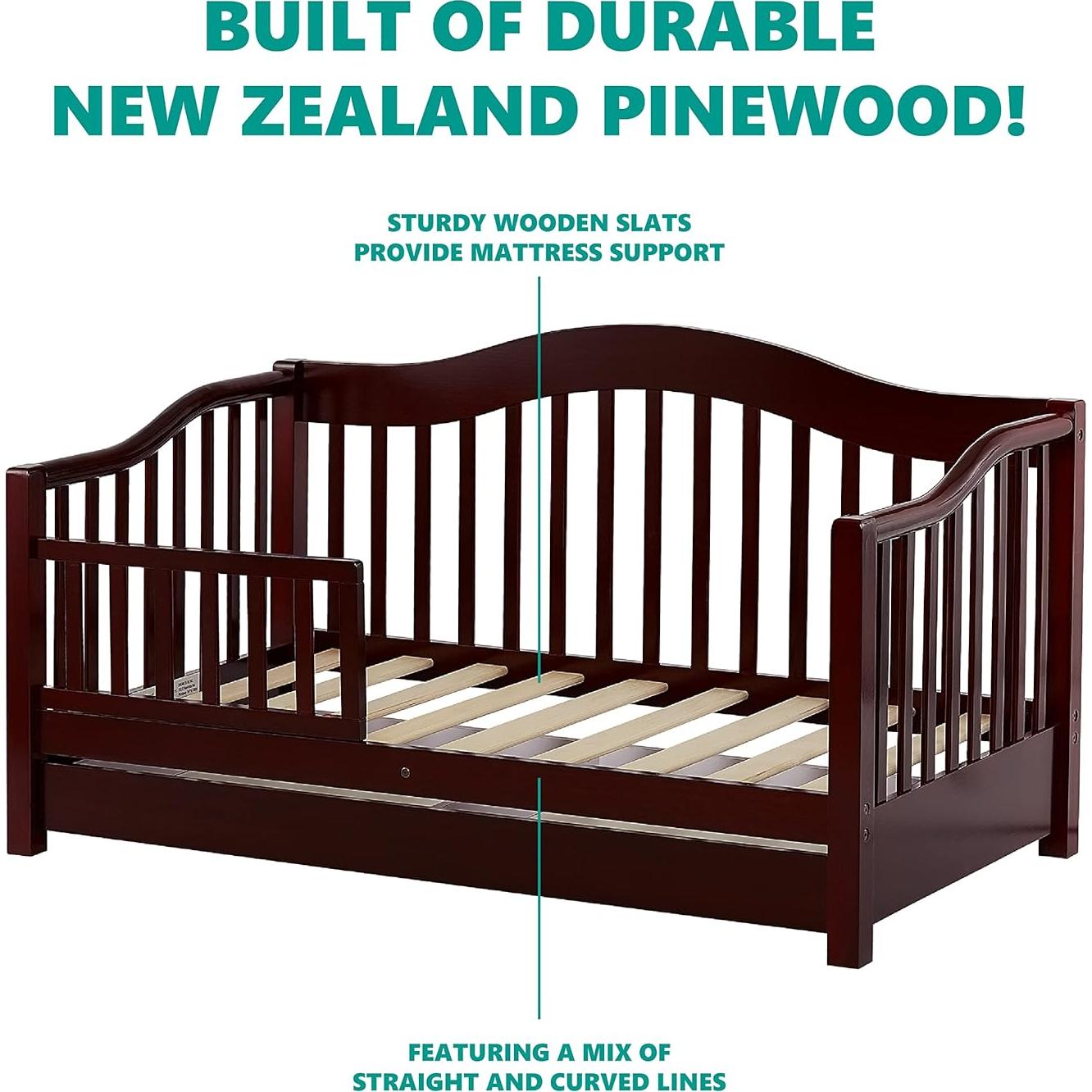 Cama de Día para Niños Dream On Me Cereza - Barandilla Removible