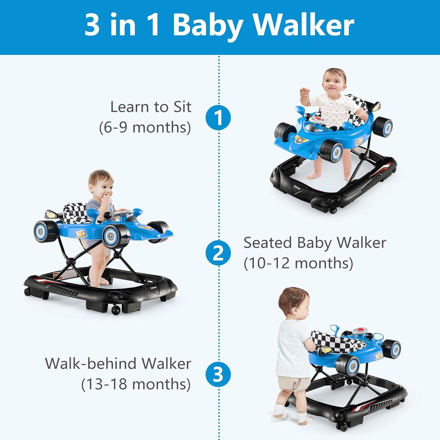 Caminador Plegable INFANS 3 en 1 para Bebés Azul