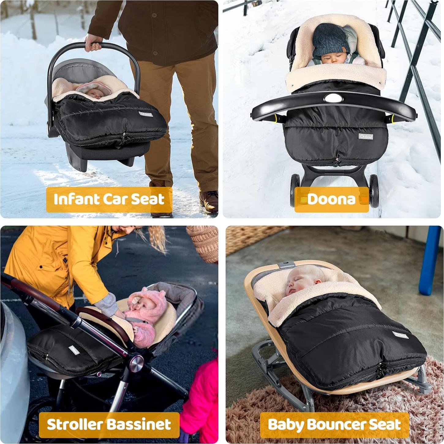 Cubierta de Asiento de Coche para Bebés Orzbow Invierno Negra