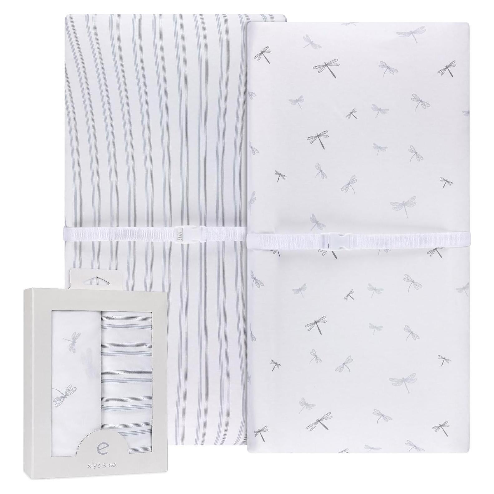 Funda de Cambiador Ely's & Co. 100% Algodón Jersey Azul Rayas